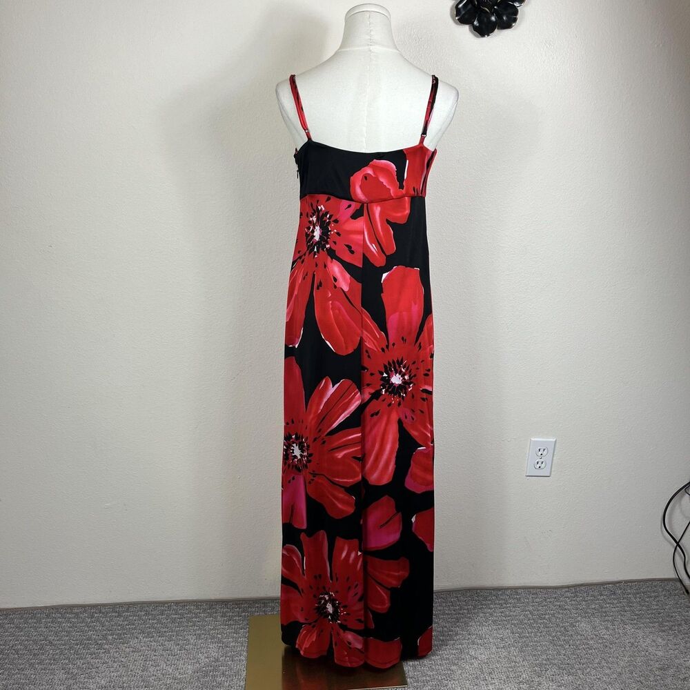 Maggy London Dress Womens 14 Red Floral Maxi Sweetheart Sundress Party Wedding - Picture 2 of 8